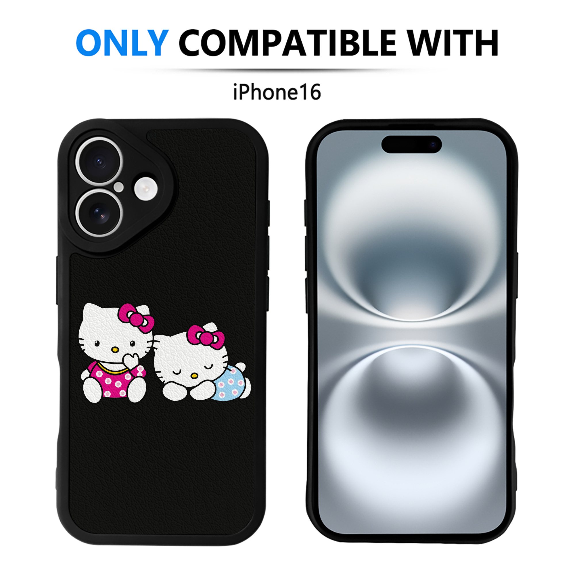 （画像用） Hello Kitty ハローキティ 【iPhone 16シリーズ対応】シリコンスマホケース（レザー調） 材質：シリコン